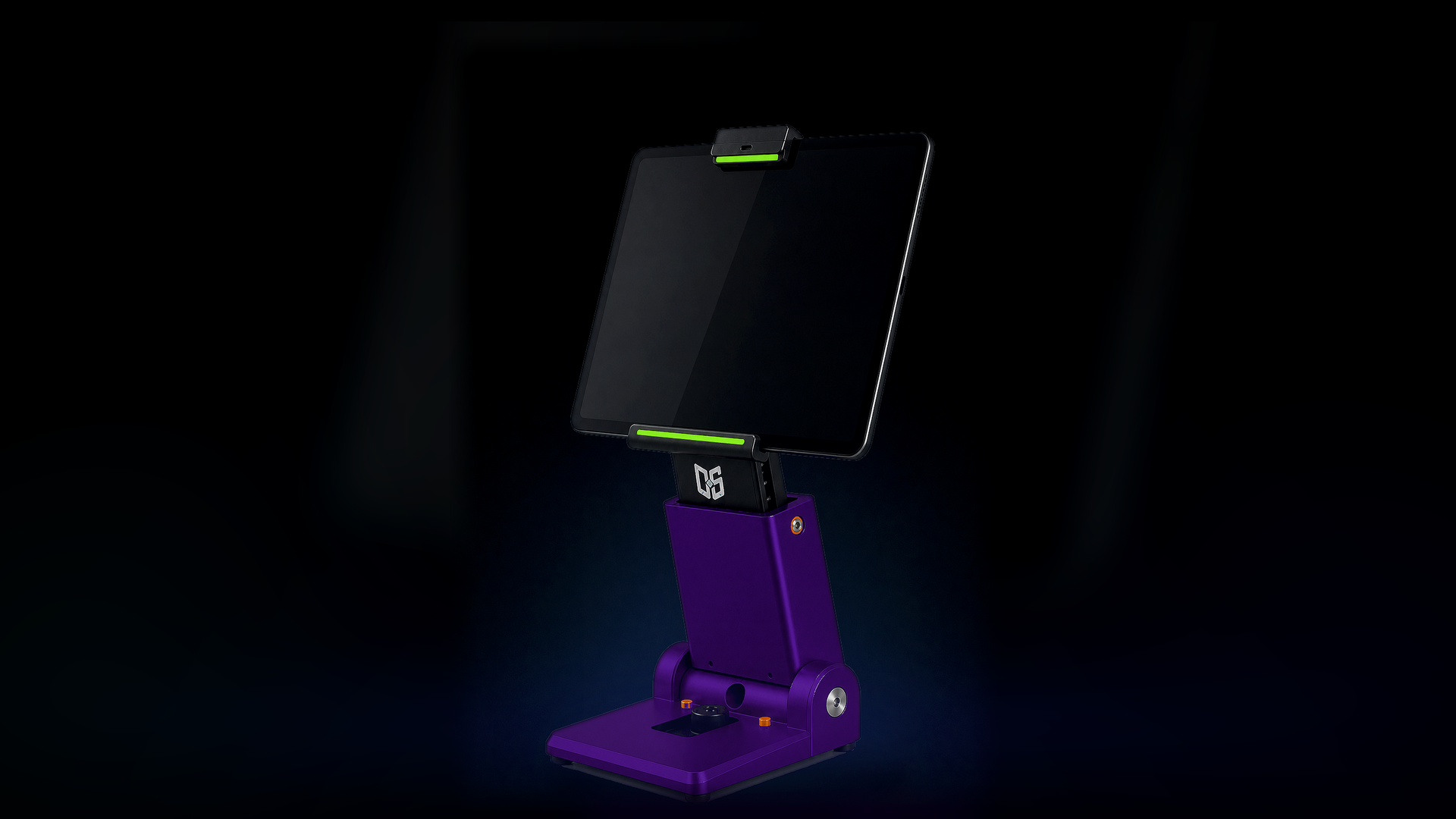 Purple DuelStation terminal side view with green light bars